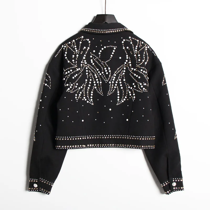 Женская короткая осенняя куртка с воротником-стойкой двубортная винтажная в