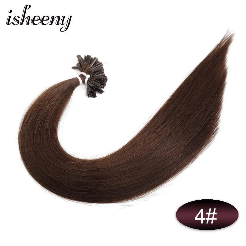 #4 Isheeny, 50 шт., накладные волосы для ногтей/u-образные накладные волосы, 1", 18", 2", Remy, кератиновые, европейские человеческие волосы на Капсулах - Color: #4