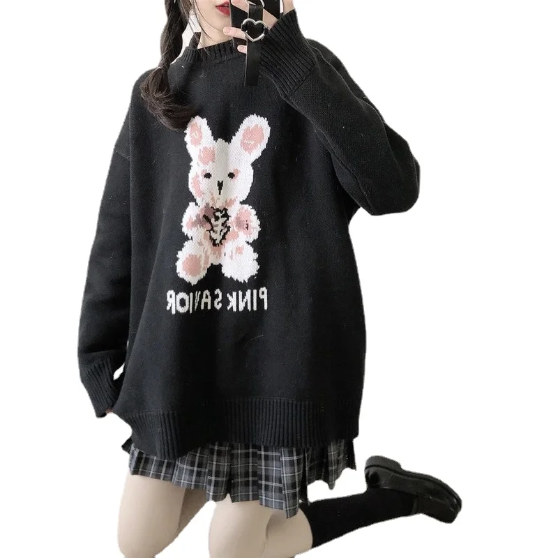 

Trui Oversize Herfst Winter Harajuku Bunny Breien Koreaanse Mode Y2K Vrouwen Truien Losse Trui Gothic Punk Kleding