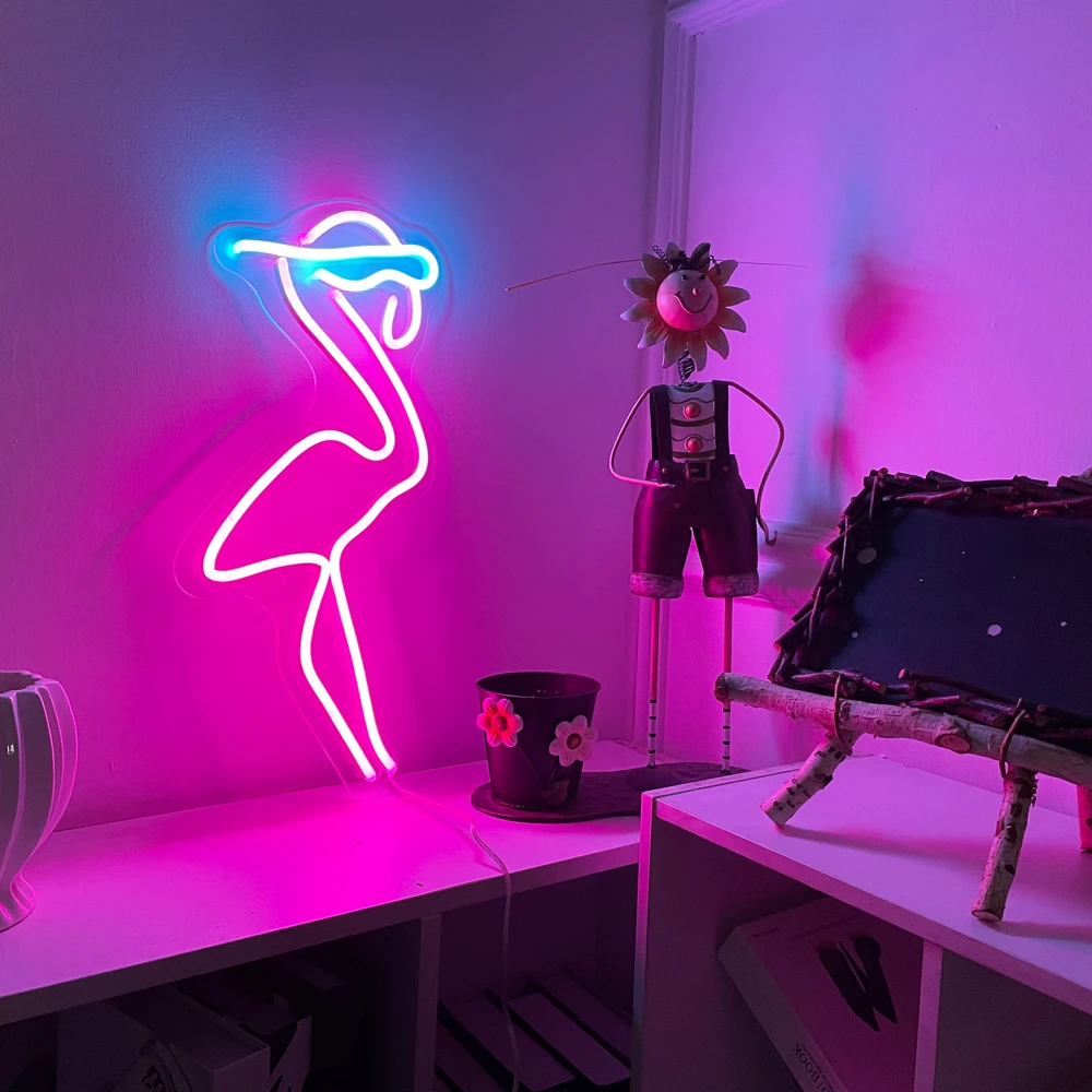 Flamingo Handmade Custom LED Neon Sign,Wedding Light Sign,Neon LED Sign,Neon Lights,Neon Sign Bedroom Girl,LED Neon