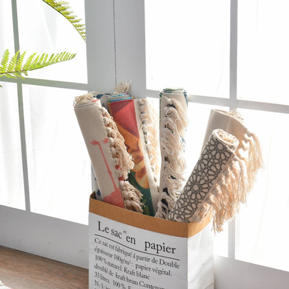 Богемский Стиль Хлопок впитывающие коврики Нескользящие кисточки тонкий ковер