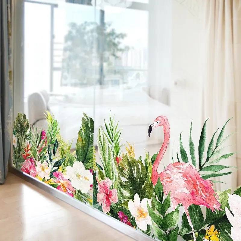 Настенная Наклейка в скандинавском стиле с цветами фламинго двусторонняя