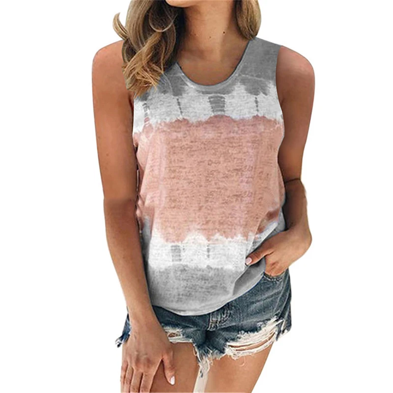 

Newly Tank Tops for Women Sleeveless Tank Top Round Neck Summer Beach Vest T-Shirt DO99