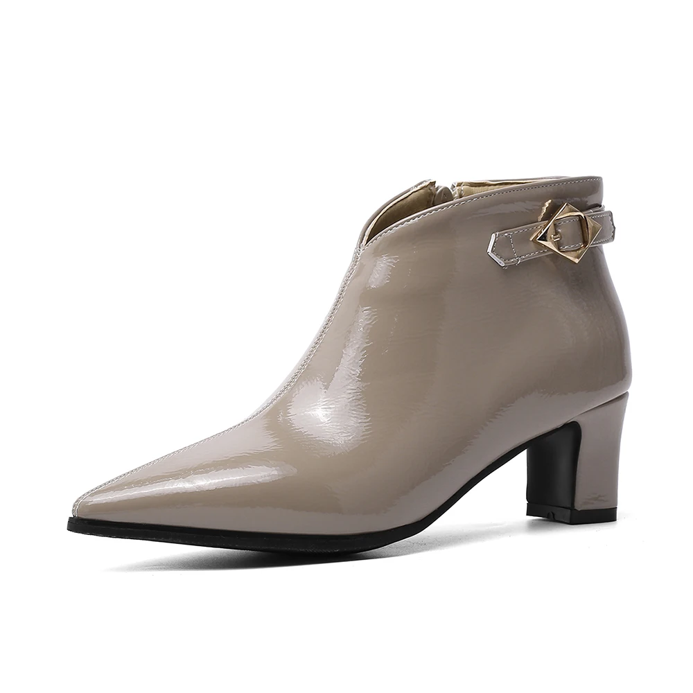 Женские Блестящие ботильоны на высоком каблуке черные или персиковые больших
