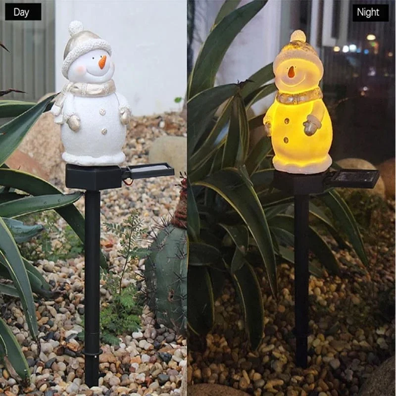 

Christmas Garden Decoration LED Outdoor Solar Lawn Lights Resin Snowman Lawn Lights HolidayGarden Landscape Luminous Lamp