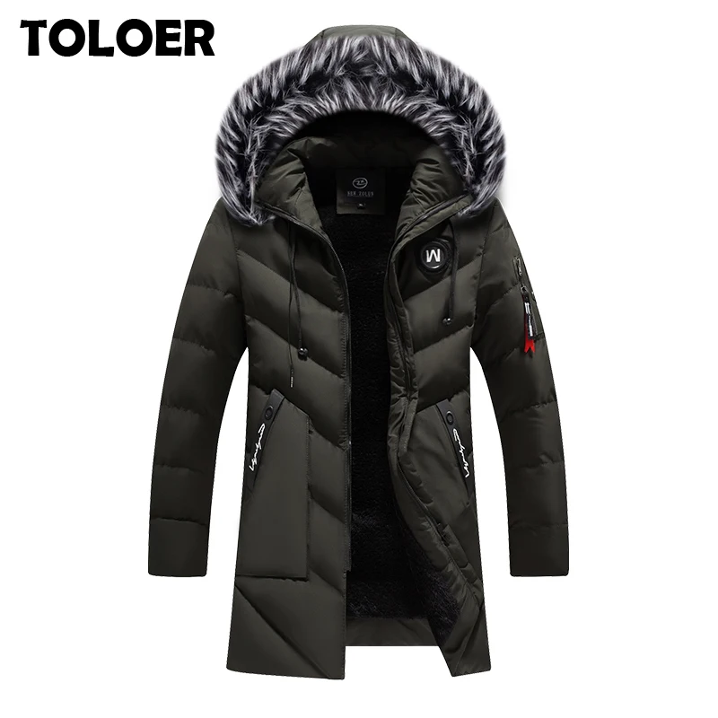 Мужское пальто Повседневная Длинная Куртка мужской Тренч с меховым капюшоном