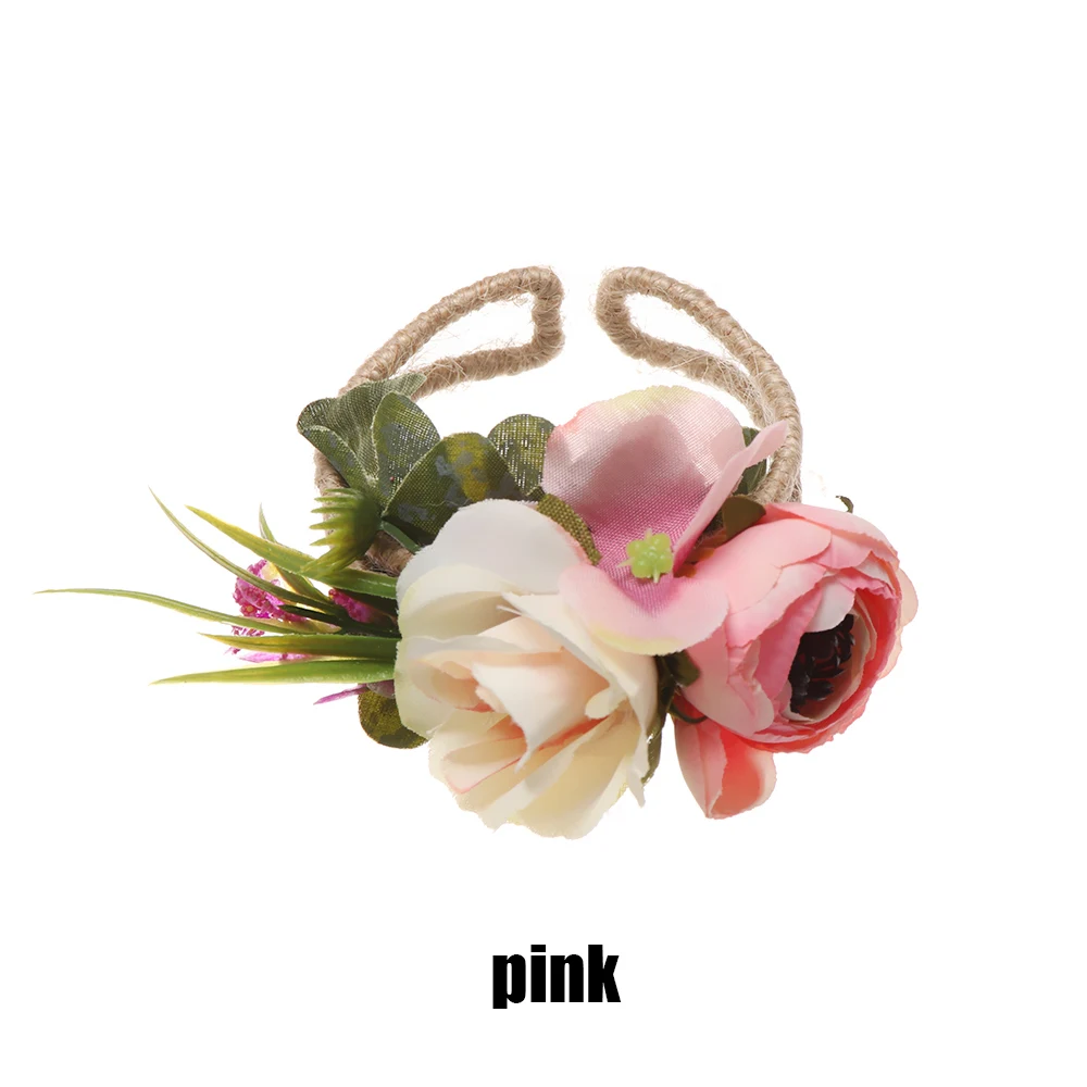 Wrist Pink Новые Красивые свадебные корсажи и брошь-бутоньерка, кружевные листья, корсажи на запястье, свадебные цветы, Свадебная вечеринка - Цвет: Wrist Pink