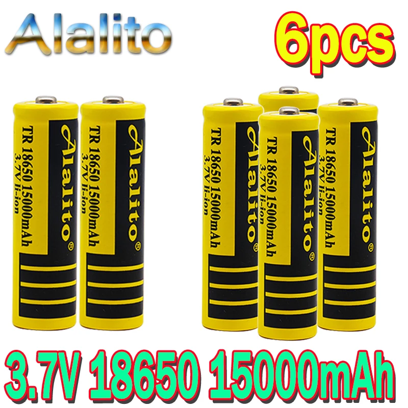 6 шт. литий-ионные аккумуляторные батареи высокой емкости 3 7 в 18650 15000 мАч |