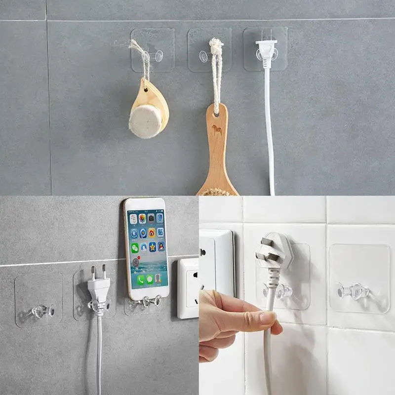 

Strong Adhesive Hook Power Plug Socket Hanger Holder Mounted I7E0 Sticky Wall Self Hooks Wall Multi-function Storage Hooks T3A3