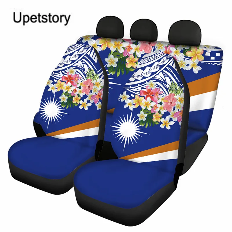 

Комплекты чехлов на синие сиденья, маршалловый остров, Полинезия, Плюмерия, дизайнерские чехлы на сиденья, защита на передние и задние сиден...