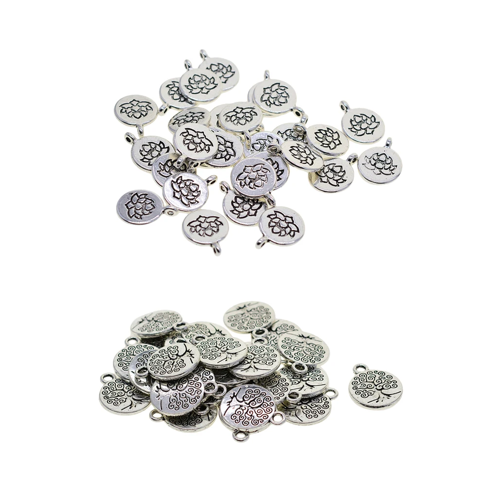 60 шт. тибетское серебро Цвет филигранные граненые Ом Йога Подвески DIY прелести