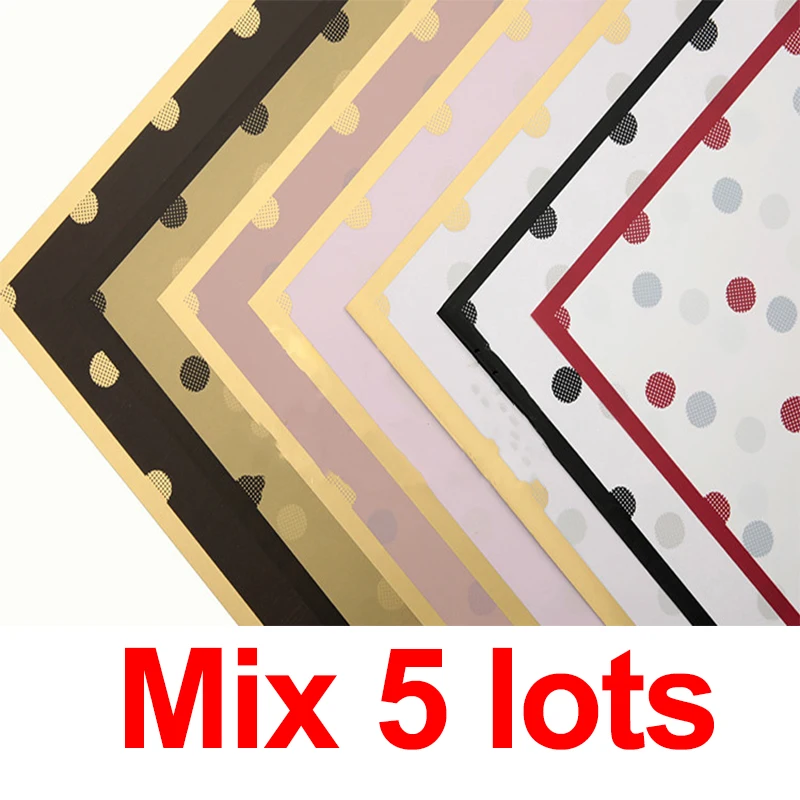 Mix 5lots 20 шт. новая упаковочная бумага для цветов в горошек, водонепроницаемая упаковочная бумага в виде роз, упаковочная бумага в горошек, цветочные упаковочные материалы - Цвет: Mix 5lots