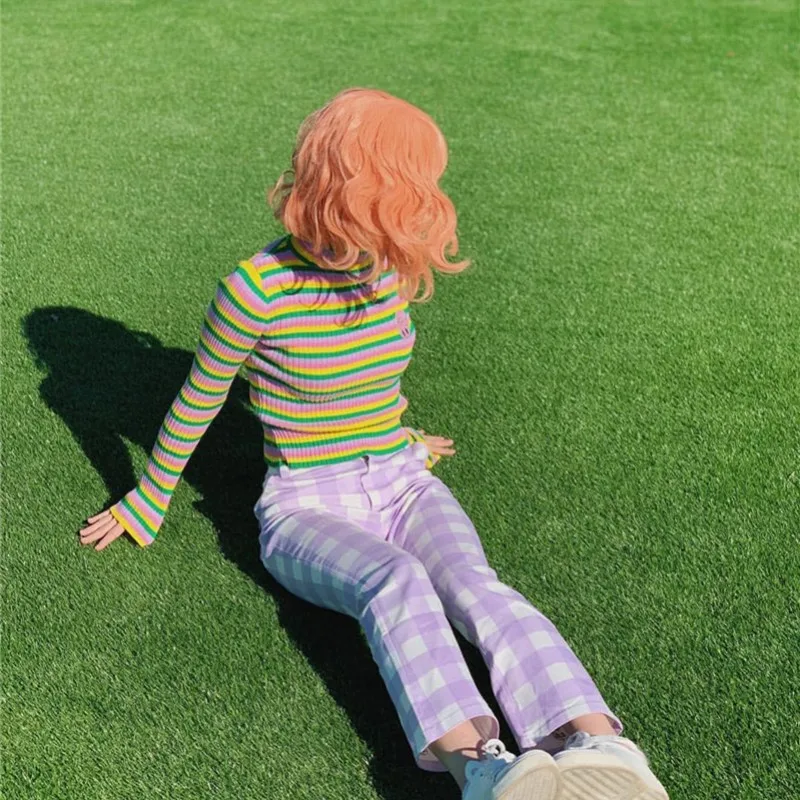 Облегающие Женские трикотажные пуловеры в полоску с круглым вырезом осенние