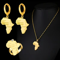 wangaiyao africa map pendant necklace earrings ring gold color chain wholesale african map men women set jewelry