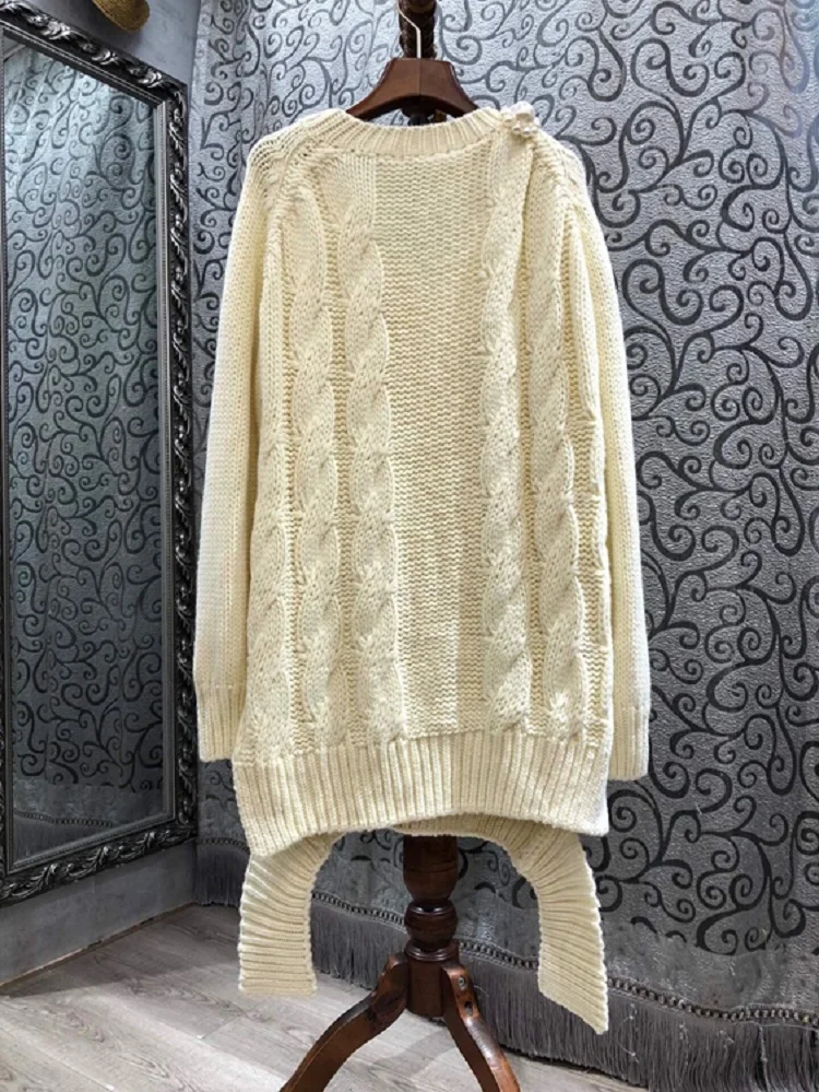 

Женское вязаное платье-свитер, повседневное свободное трикотажное платье с V-образным вырезом и длинным рукавом, Осень-зима 2020