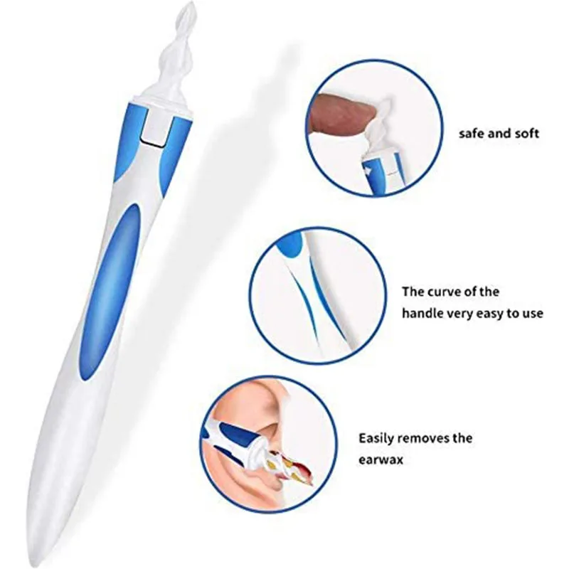 Limpiador de o&iacute;dos para hombre y mujer, herramienta de extracci&oacute;n de cera de los o&iacute;dos con kit de limpieza, incluye bastoncillos de algod&oacute;n en espiral suave-3