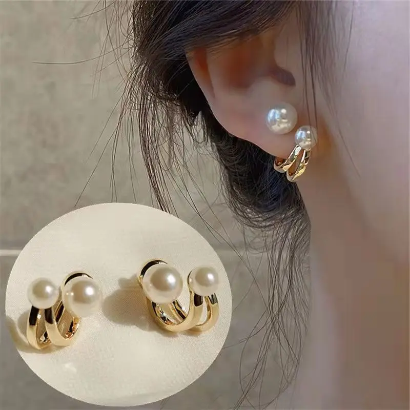 

Korean Fashion High-end Pearl Women Earrings 2021 Trend Two-Wear Luxury All-Match Earrings For Women Accessories Party Jewelry