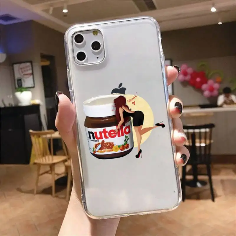 

Funny food Chocolate Nutella Printed Phone Case Transparent soft For iphone 5 5s 5c se 6 6s 7 8 11 12 plus mini x xs xr pro max
