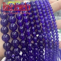 natural stone dark purple chalcedony jades beads round loose spacer beads 468101214 mm for jewelry making diy bracelet 15