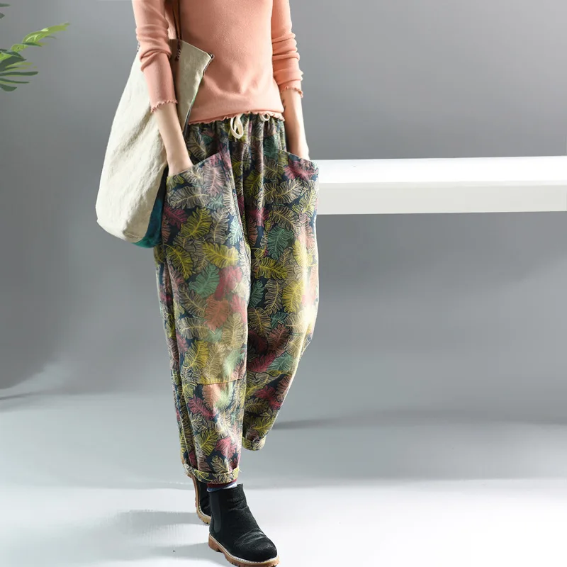 yellow floral Max LuLu осенние модные корейские стильные женские готические уличные женские эластичные шаровары с цветочным принтом женская Повседневная Свободная брюки - Цвет: yellow floral