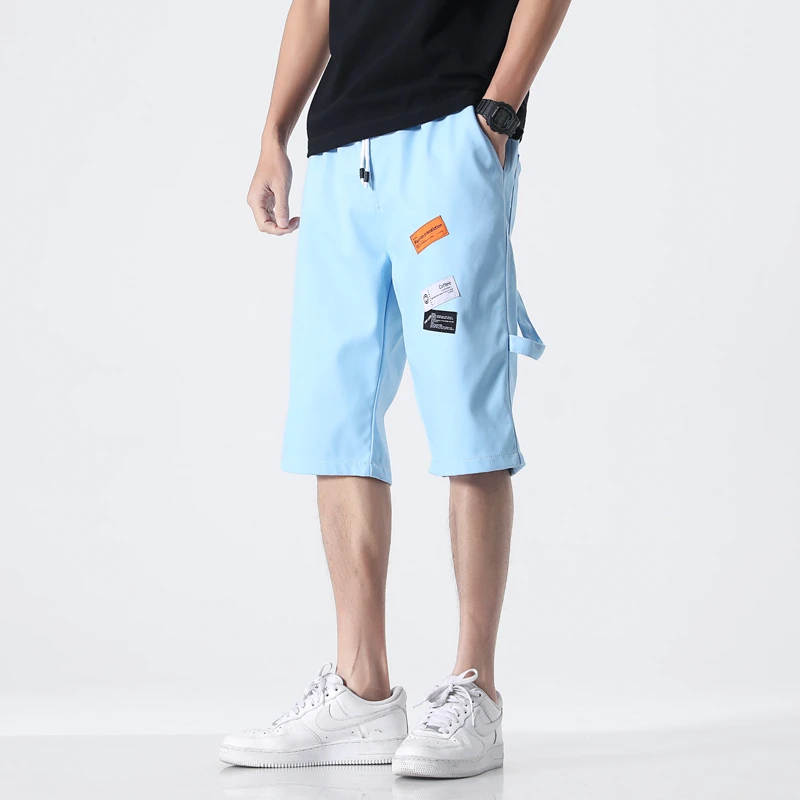 Мужские хлопковые шорты с принтом повседневные свободные пляжные до колен