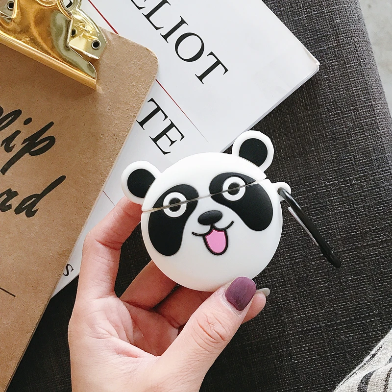 Силиконовый чехол с 3D рисунком для беспроводных Bluetooth-наушников Anima Panda Tiger AirPods 2