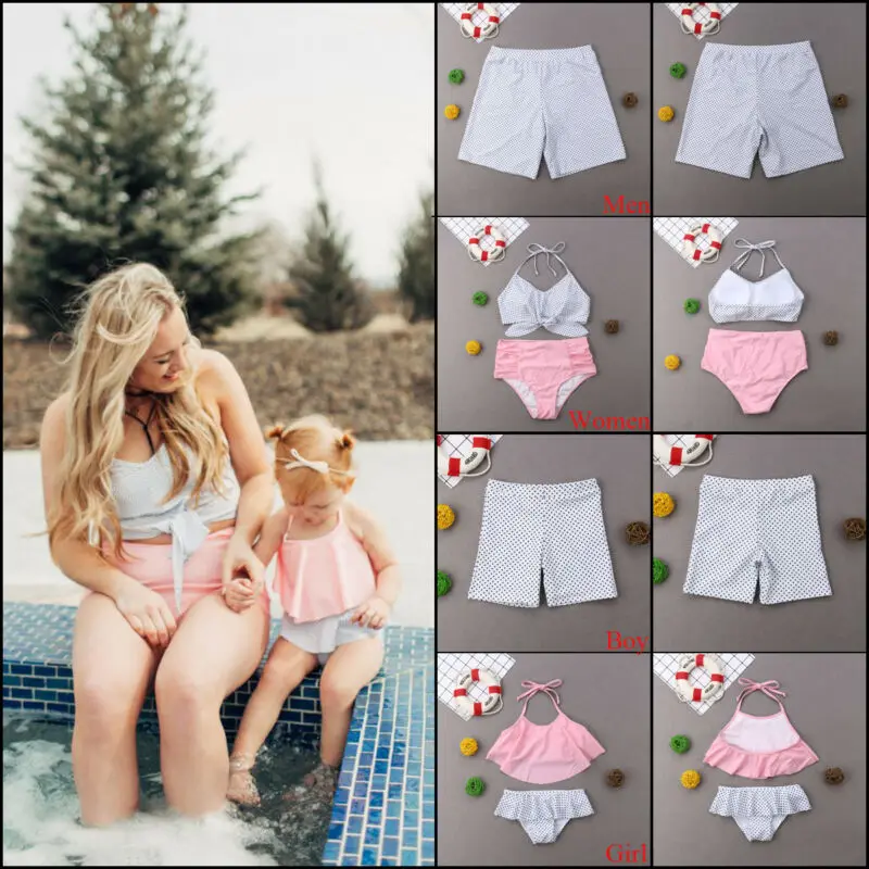 Одинаковые летние купальники для всей семьи купальный костюм мамы папы дочки и Son