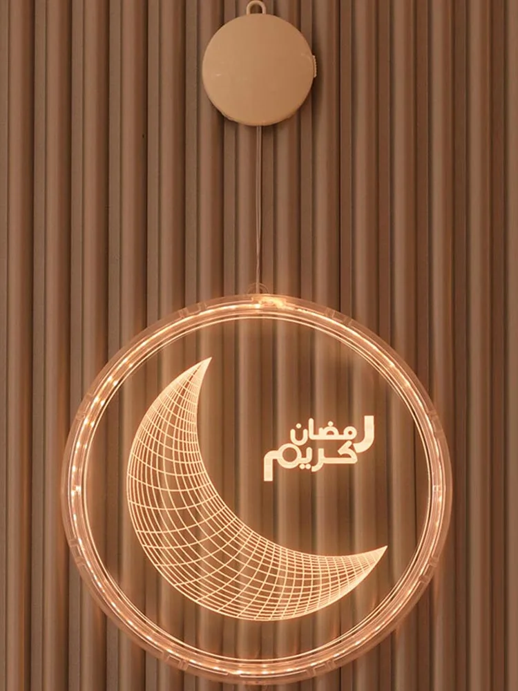 

Ramadan Moon Led Window Hanging Light With Sucker Eid Mubarak Pendant Islamic Muslim Wall Hanging Lamp Festival Party Home Decor