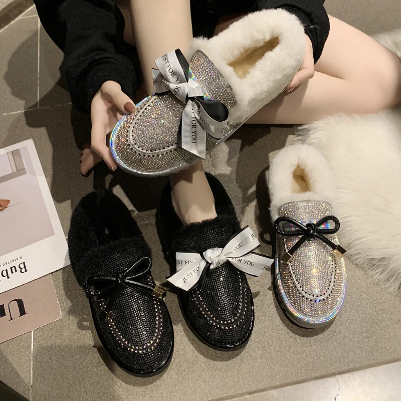 2019 г. Новые зимние женские ботинки с плюшевой подкладкой сохраняющие тепло