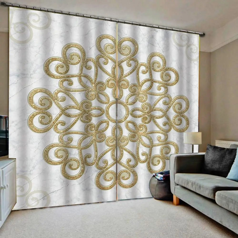 

Blackout curtain Bedroom 3D Window Curtain Luxury living room decorate Cortina beige curtains