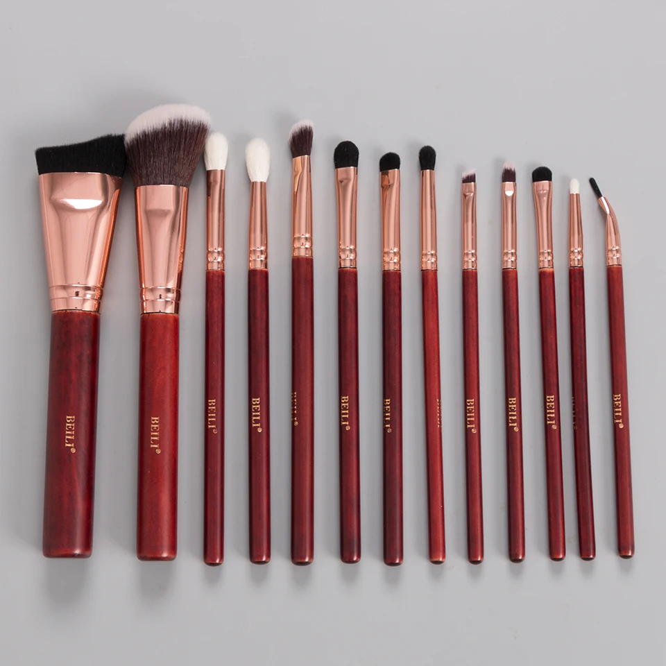 Профессиональная Кисть для макияжа BEILI кисть из козьего ворса бордового и