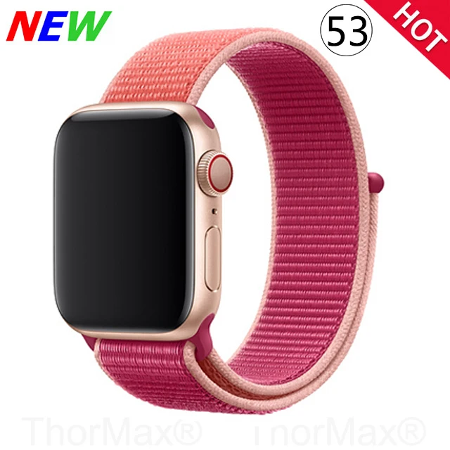 Ремешок для часов Apple Watch 4 серии 5 4 3 мягкий легкий дышащий нейлоновый спортивный ремешок 38 мм 42 мм 40 мм 44 мм Ремешки для наручных часов - Цвет ремешка: 53-Pomegranate