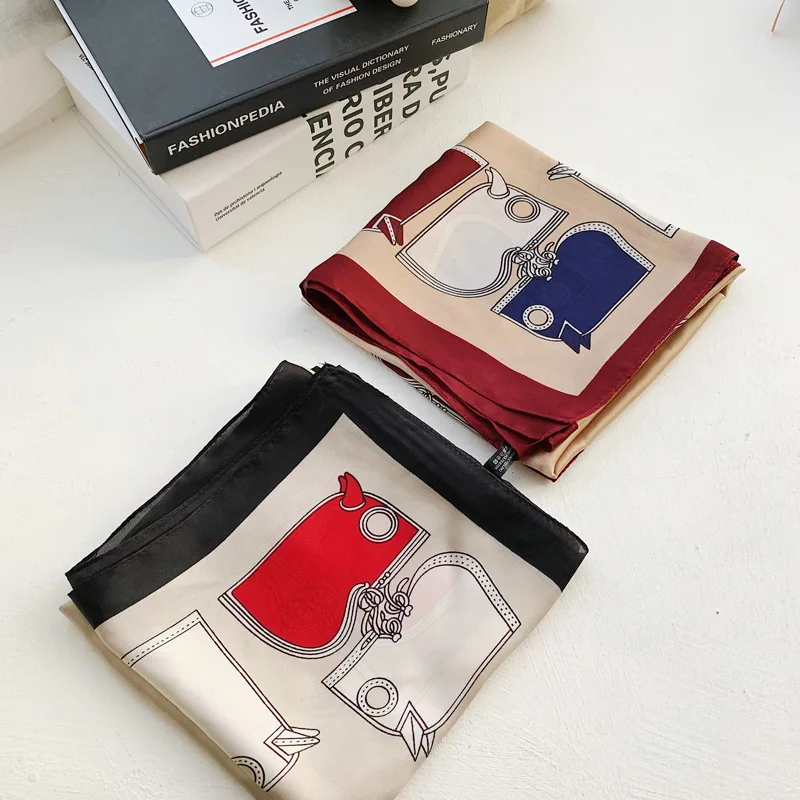 

2021 Silk Scarf Women Neck Hair Foulard 70cm Square Small Headband Fashion Print Neckerchief Scarves Bandana Shawls and Wraps