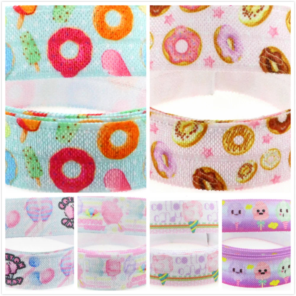 5/8 &quot16 мм узоры пончика хлопковые конфеты с принтом складная эластичная лента