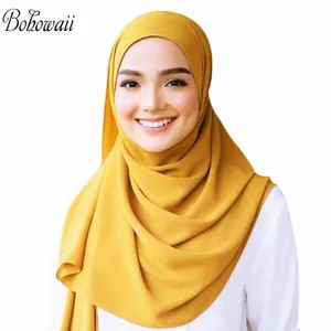 BOHOWAII Рамадан хиджабы мусульманский исламский шарф шарфы для женщин длинный головной платок шаль шифоновые шарфы для женщин