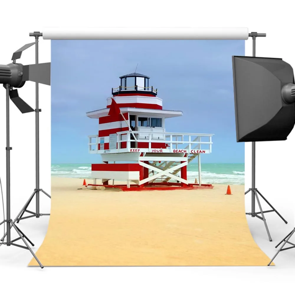 

Mocsicka Summer Sandy Beach Photographic Backdrop Blue Sky Sea Wave Backgrounds for Photo Studio