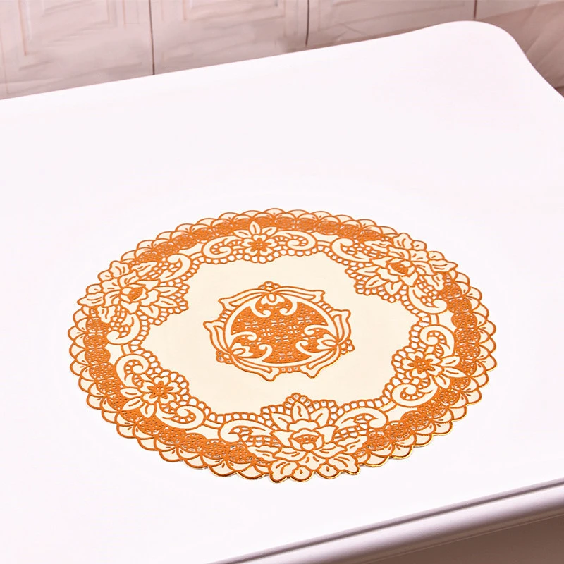 Лидер продаж кружевной коврик из ПВХ золотого цвета пластиковый для стола