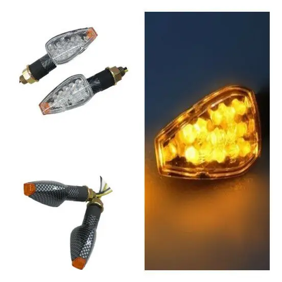 

Carbon LED Turn Signal Indicator Lamp M10 Dual Sport Street Nake Bike Chopper XR