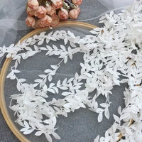 1yard 91cm high quality lace fabric 2cm embroidery white leaf lace ribbon trimmings sewing wedding collar dentelle encajes f32