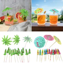 20-50pcs Multi Coloured Paper Cocktail Umbrellas Mini Coconut Tree Party Drink Accessories Picks Tropical Hawaii Party Supplies