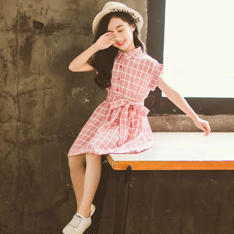 Детское Хлопковое платье в клетку на Возраст 4-14 лет | Детская одежда и обувь