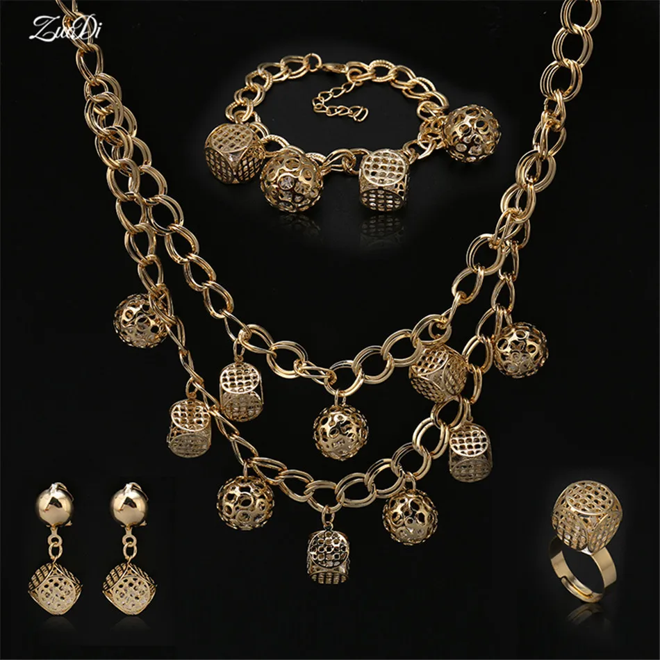

ZuoDi Fashion African beads Jewelry Sets Brand nigerian Wedding Women Accessories jewelry set Dubai Gold Colorful jewelry set