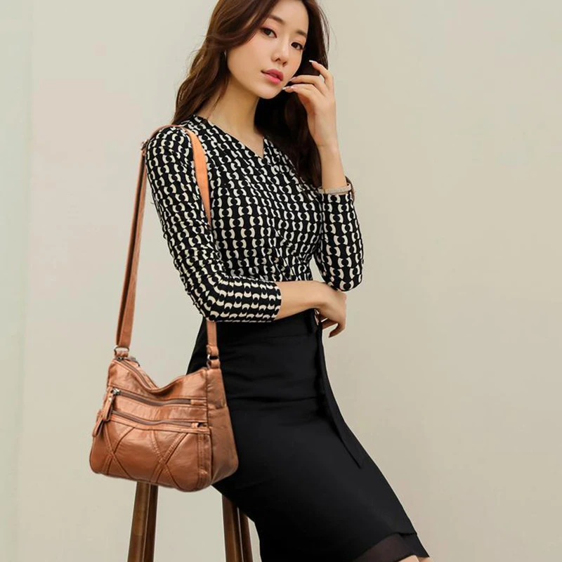 Сумки через плечо из искусственной кожи простые однотонные летние женские сумки