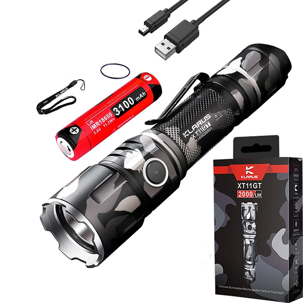 klarus XT11GT USB Перезаряжаемый фонарик CREE XPH35 2000 люмен светодиодный тактический фонарь с батареей 18650