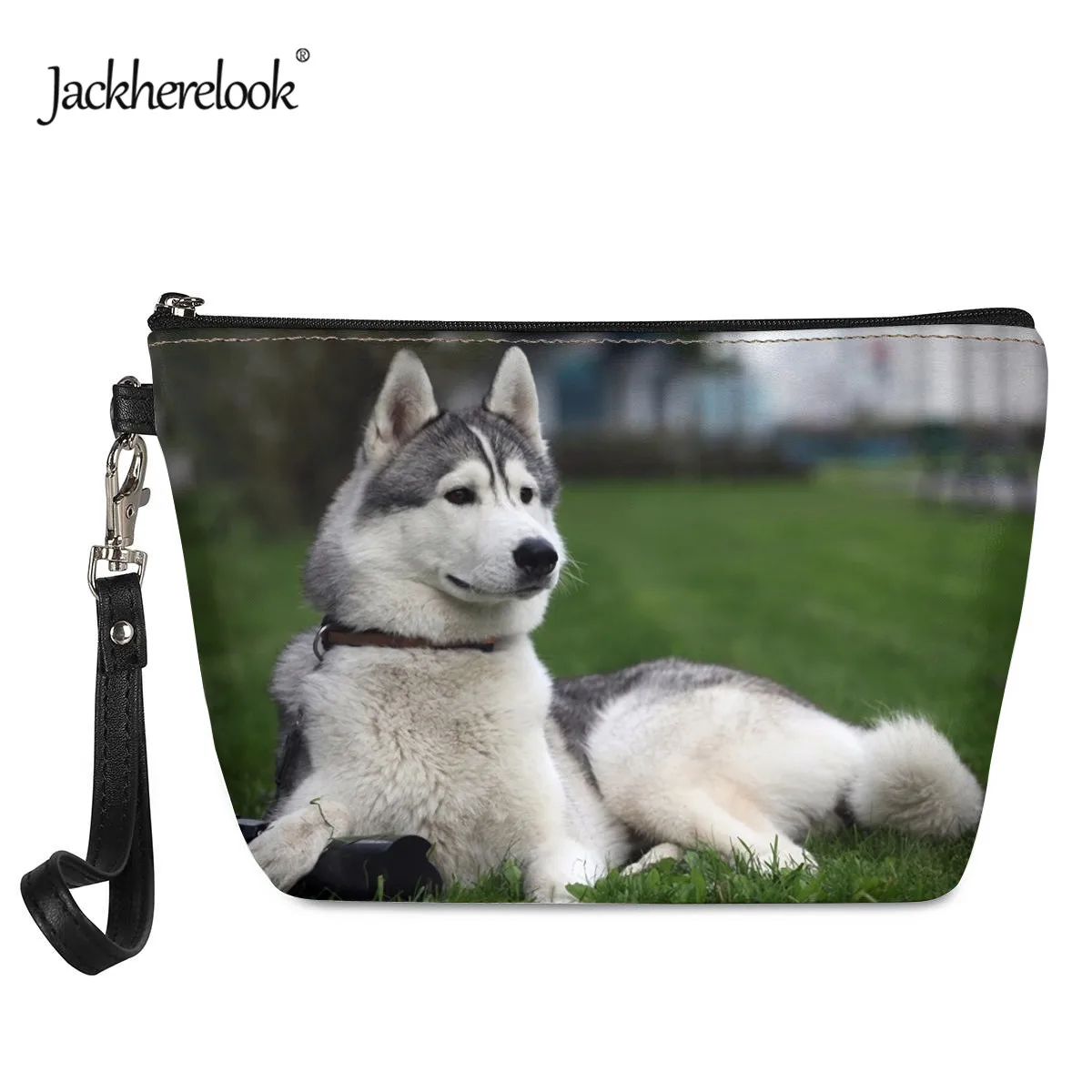 Jackherelook Милая женская косметичка с принтом хаски и собаки женский кожаный кошелек