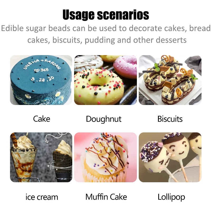 15 г съедобные черные жемчужные сахарные бусины для украшения торта помадка