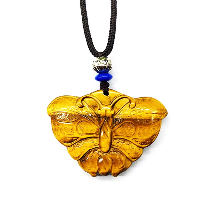 

SHIYM Butterfly Pendant Tiger Eye Stone Butterfly Pendant Good Fortune Amulet Lucky Pendant Man Amulet Charms Jewelry