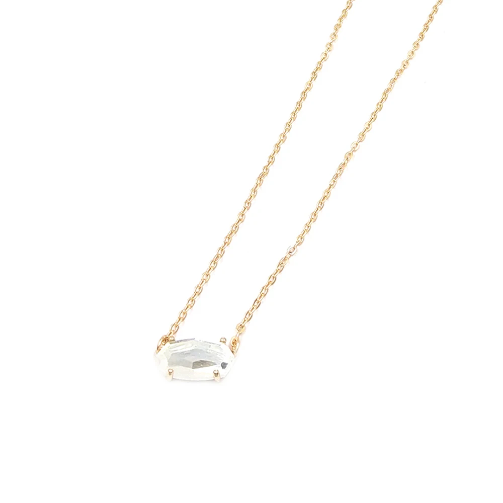 Gold Clear Color Июня Новое поступление граненый Прозрачный кристаллический камень инкрустация небольшой овальный кулон ожерелье тренд для женщин AB переливающийся чокер - Окраска металла: Gold Clear Color