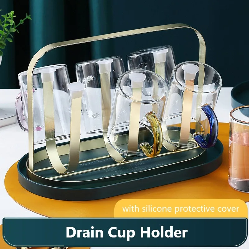 

Nordic Style Cup Holder Cup Racks Home Living Room With Tray Upside Down Upside Cup Glass Storage Rack Kitchen Organizer Storage