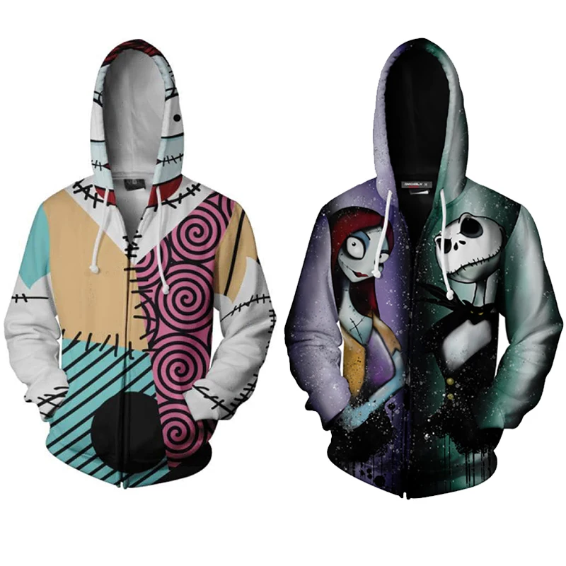 Фильм Кошмар перед Рождеством Джек и Салли Толстовка Необычные толстовки куртка